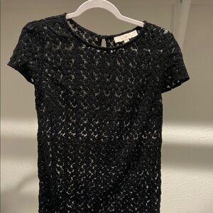 LOFT Black Lace Short Sleeve Top